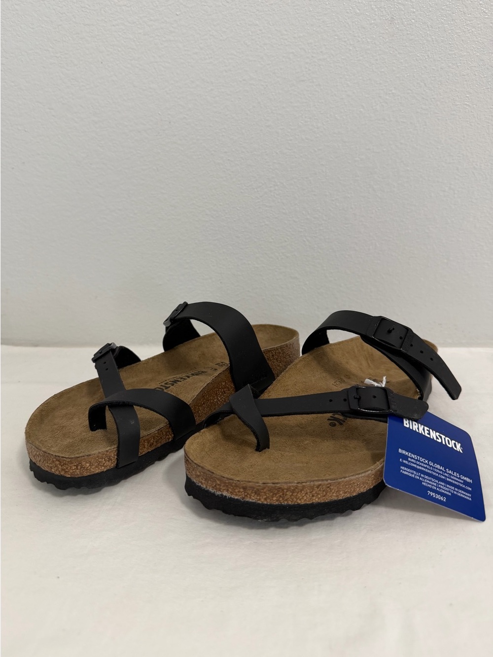 Birkenstock Mayari Habana slide sandal black ring toe double buckle adjustable37